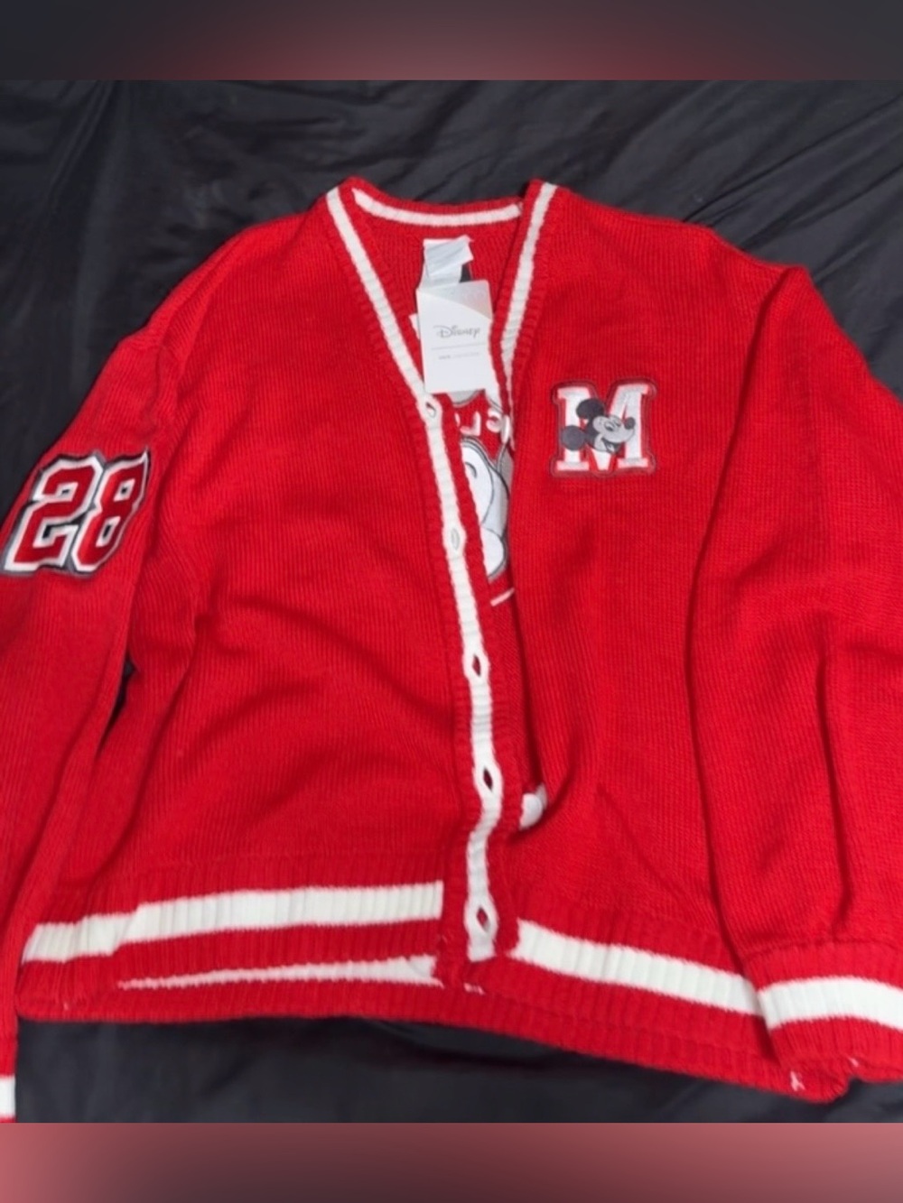 Her Universe Disney100 Mickey Mouse Club Vintage Varsity Cardigan. Size Large
